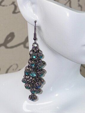 🩷2/$20✨ Y2K Vintage Blue Crystal Chandelier Earrings Boho Statement Drop